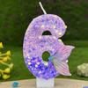 1pc Purple Mermaid Tail Glitter 0-9 Number Candle Decoration Anniversaire Birthday Party Candle Cake Decoration Toos for Girls