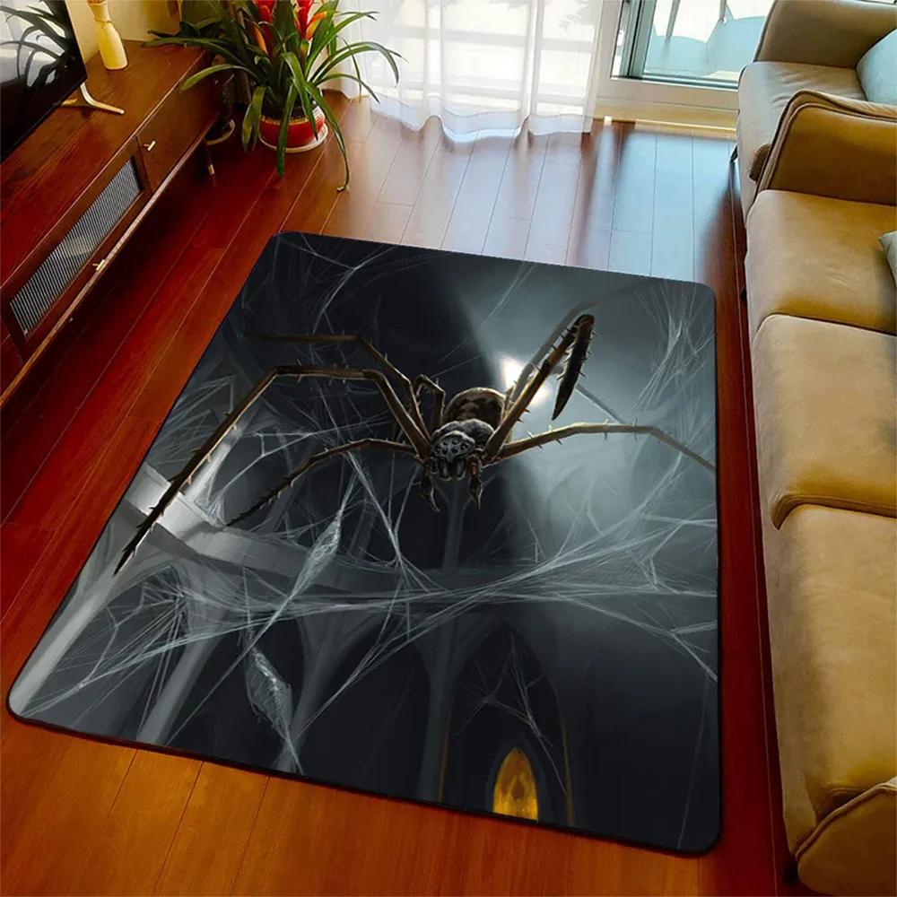 Halloween Spider Carpet 3D Printed Fear Horror Mat Trick or Treat Rug Living Room Bedroom Area Rugs Halloween Gift Home Decor
