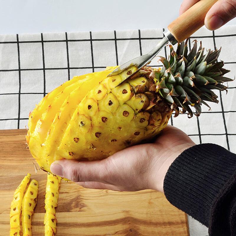 ZISIZ Wooden Handle Pineapple Slicer & Peeler Set