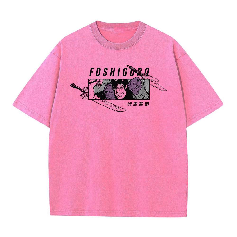 Harajuku Anime Jujutsu Kaisen Fushiguro Toji Printed Washed T Shirt Men Vintage Cotton T-shirts Manga Tee Hip Hop Male Tshirt