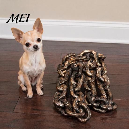Creative Puppy Photo Gear Simulated Iron Chain for Haunted House Cosplay, Halloween Plastic Prop, Novelty Yorkie Decorative Dog Leash, Lightweight