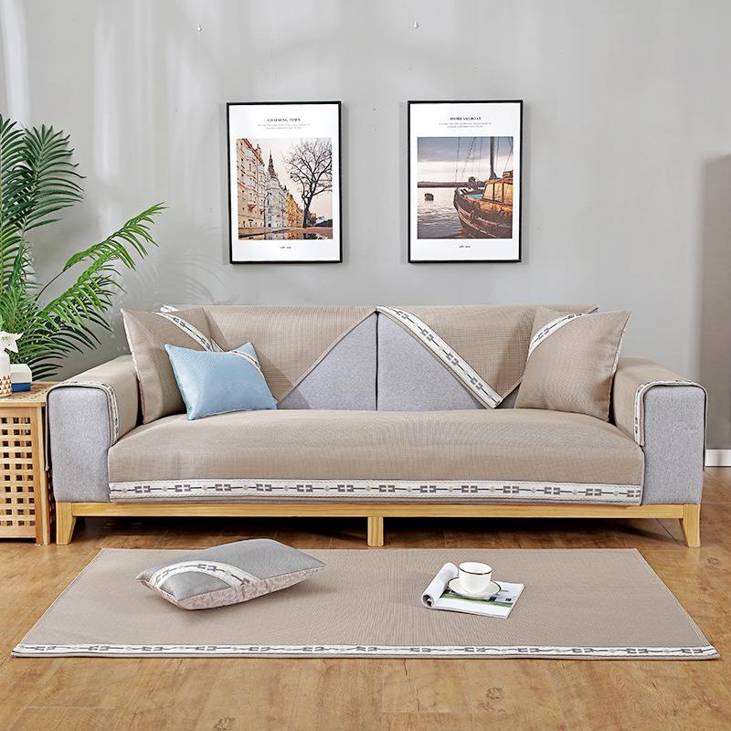 

Летняя потертая шелковая подушка для дивана из кожи для гостиной, чехол для дивана из нескользящей кожи, полотенце для спинки дивана 90*70CM