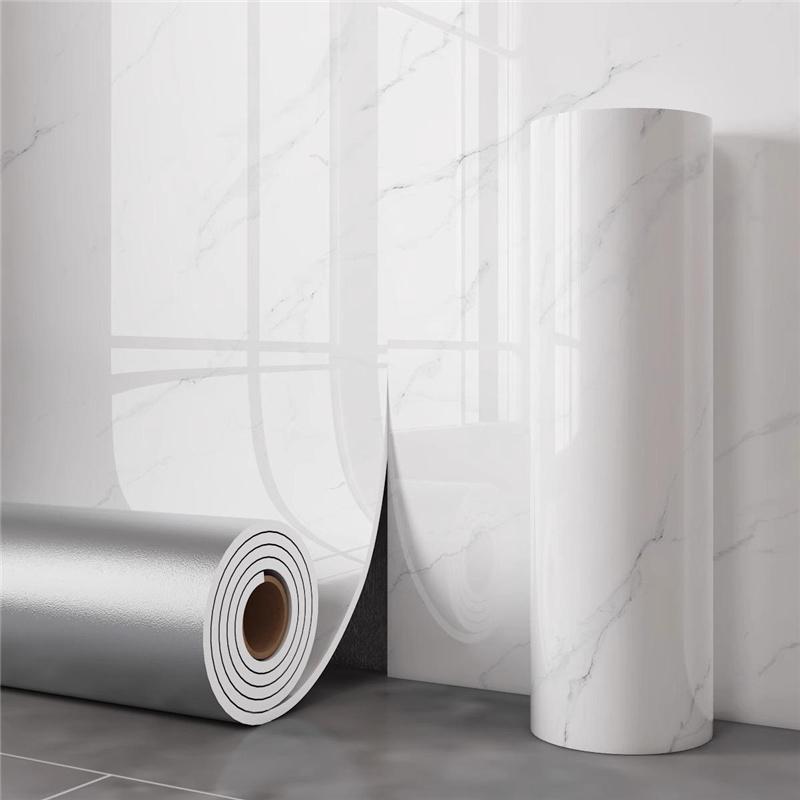 Imitation Marble Tile Wallpaper Self-adhesive Waterproof Moisture-proof Bathroom Wall Background Decor Wall Sticker