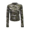 ONLY Women's 2024 Spring Semi-Sheer Camouflage Mock Neck Long Sleeve Tee