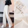 White Chenille Wide-leg Pants Women's Pants Spring and Autumn New Thin Narrow Version Straight Knitted Corduroy Pants