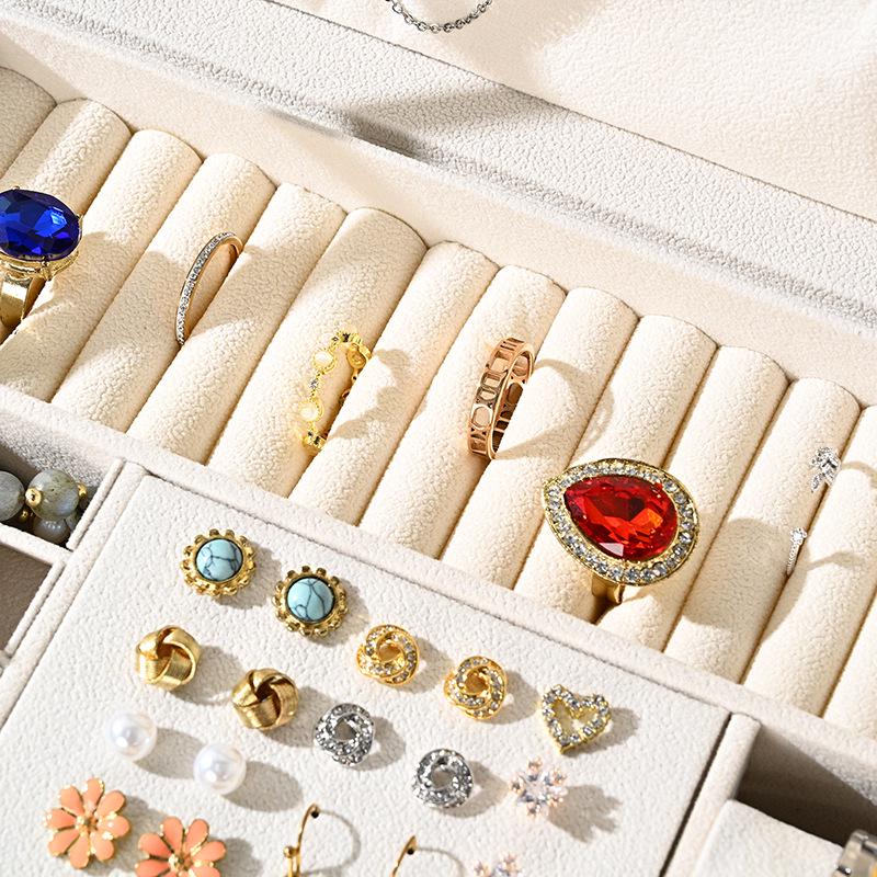 Luxury Multi-Layer Anti-Oxidation Jewelry Storage Box with Large Capacity for Earrings