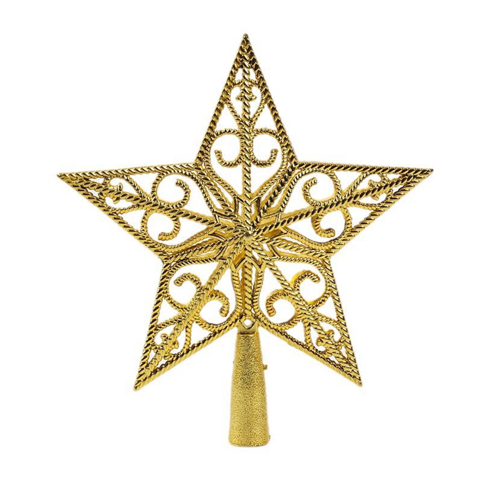 

Pentagram Christmas Tree Top Pentagram Plastic Hollow Iron Wire Pentagram Christmas Star Decoration One Size золотой