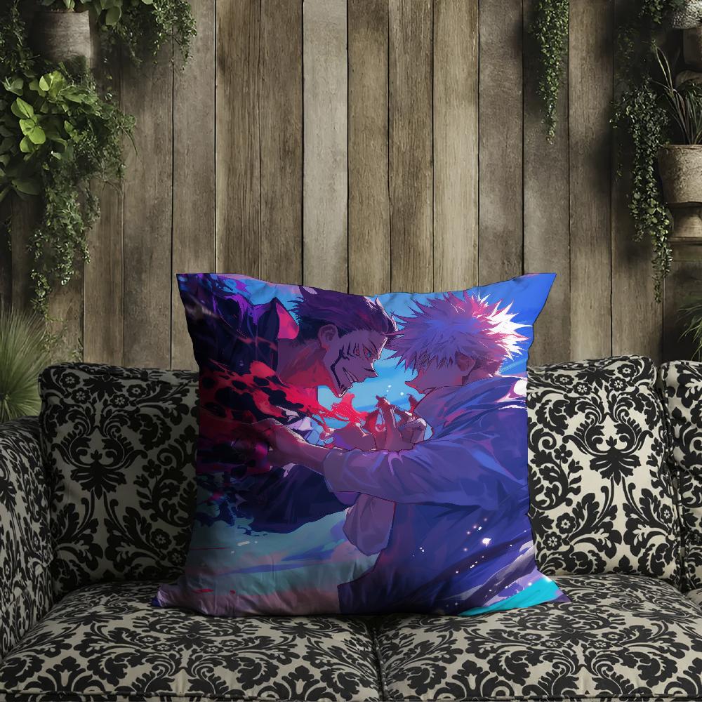 Sukuna Kissenbezug Kissen für Zimmer Schlafzimmer Sofa Wohnzimmer Rückenlehne J-Jujutsu Kaisen Auto Ryomen Quadratisches Kopfteil