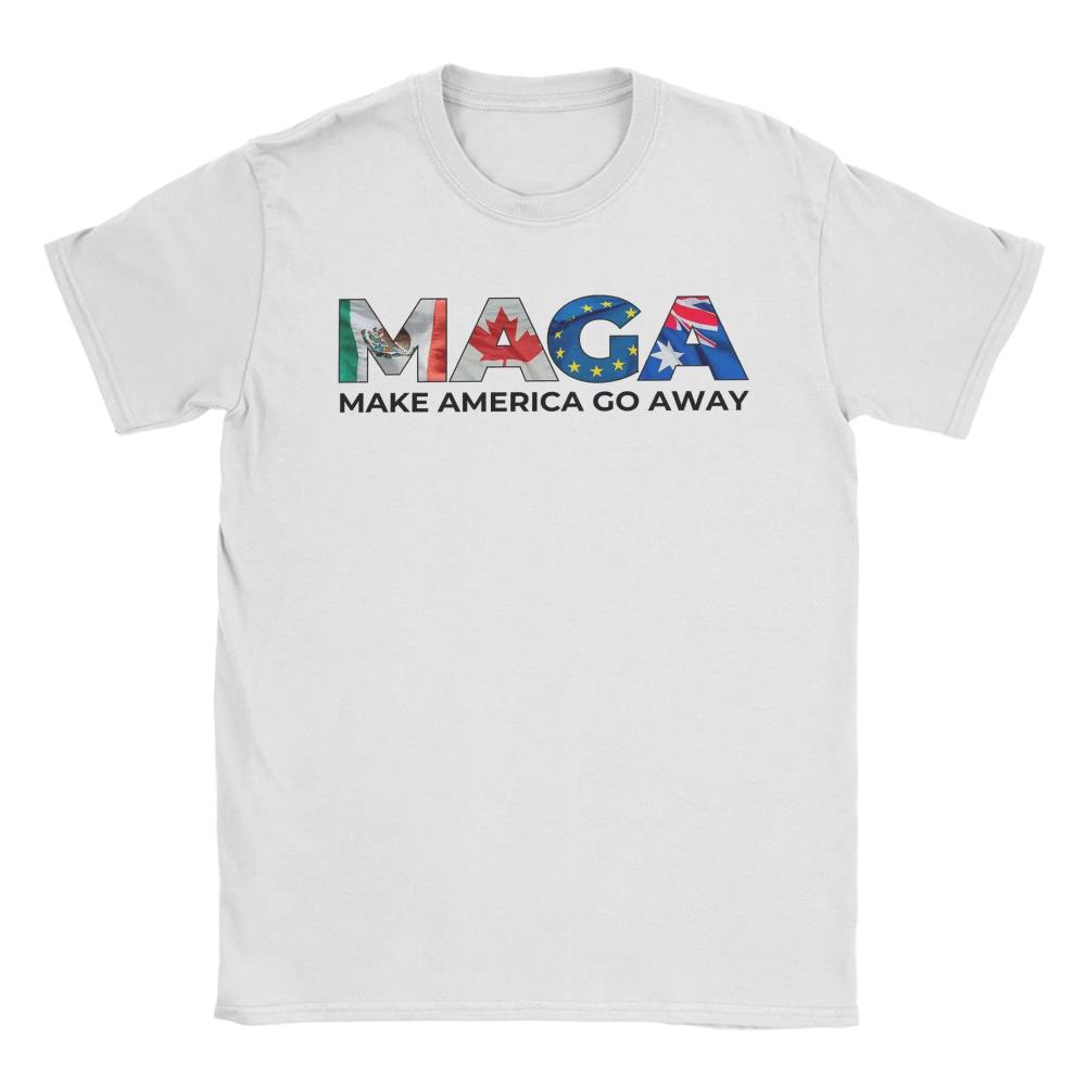 

MAGA Make America Go Away T Shirts for Men Pure Cotton Funny TShirt Round Collar Mexico Canada Australia Tees Short Sleeve Gift S