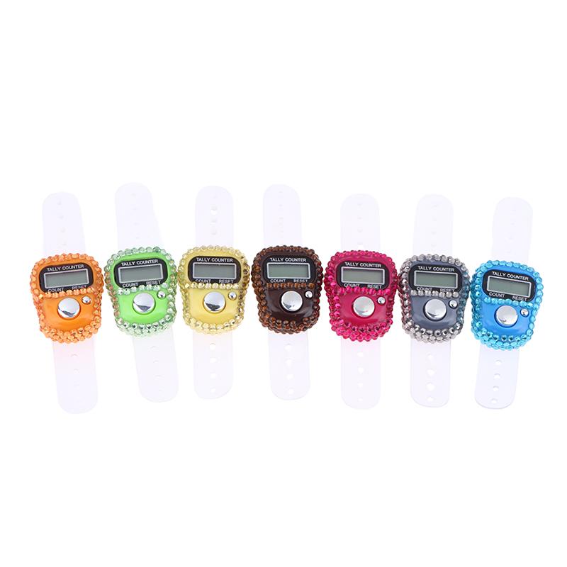 Portable 7 Colors Rhinestone Finger Counter Sparkling Design Counting Tool for Prayers Fitness and Learning Tasks