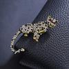 Mens Crystal Leopard Brooch Pin Rhinestone Cheetah Brooches Animal Jewelry Lapel