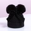 Double Ball Bow Cross-border Preferred Baby Hat Yarn Children's Hat Thickened Baby Hat Children's Knitted Hat