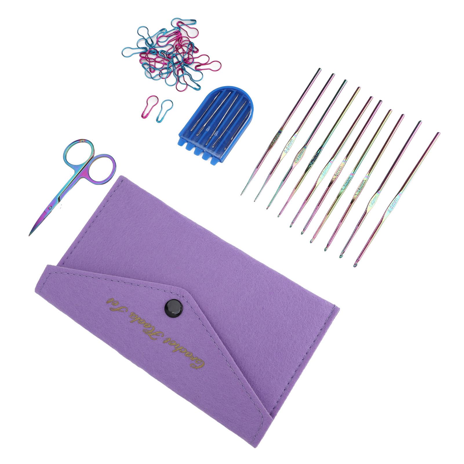 

10 шт. крючков для вязания, 5 шт. игл для пряжи, 1 шт. ножниц, 1 набор маркеров в сумке для начинающих, профессионалов, набор инструментов для рукоделия