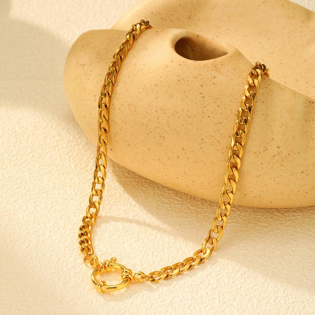 Chunky Bubble Buckle Necklace for Women,Stainless Steel Bead/Grinding/NK Chain  Necklaces,18K Gold Plated Punk Jewelry Gifts
