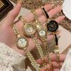 Montre Quartz Élégante Style Diamant de Luxe pour Femme Montre Style Frach Alliage Perle Incrustée Bracelet Rond Montre Quartz Vente Chaude