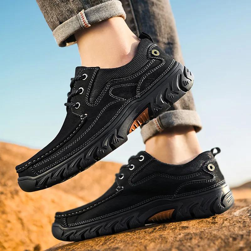 Brand New High Quality Genuine Leather Mens Shoes Fashion Casual Shoes for Men Luxury Designer Hiking Outdoor Shoes Man Sneakers