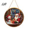 Christmas Tree Hanging Wood Decor Santa Wooden Round Wall Decor Vintage Ornaments Party Supplies Sign for Door Window Wall Farmhouse Holiday