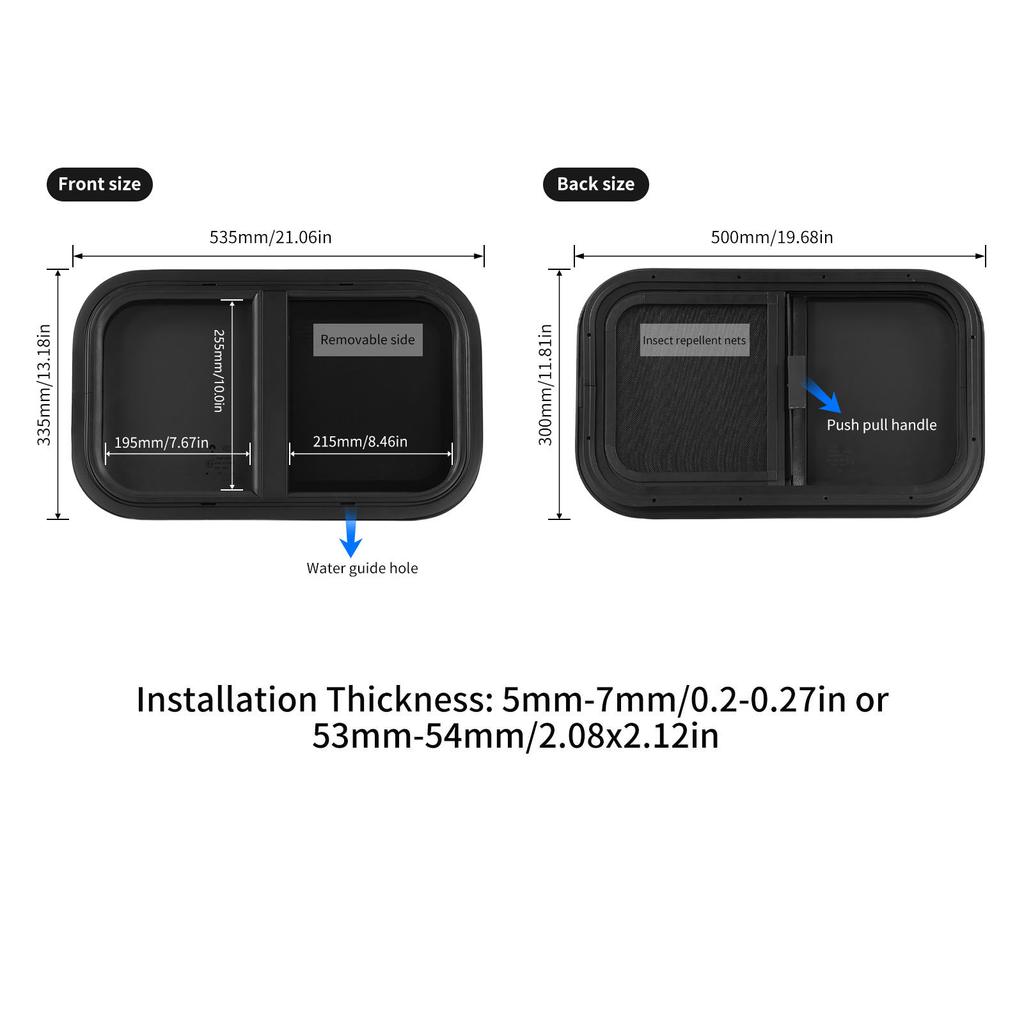 RV Push Window RV Push Pull Window Rounded Corner Waterproof Sealed UV Proof Smooth Polished For Engineering Vehicle Window