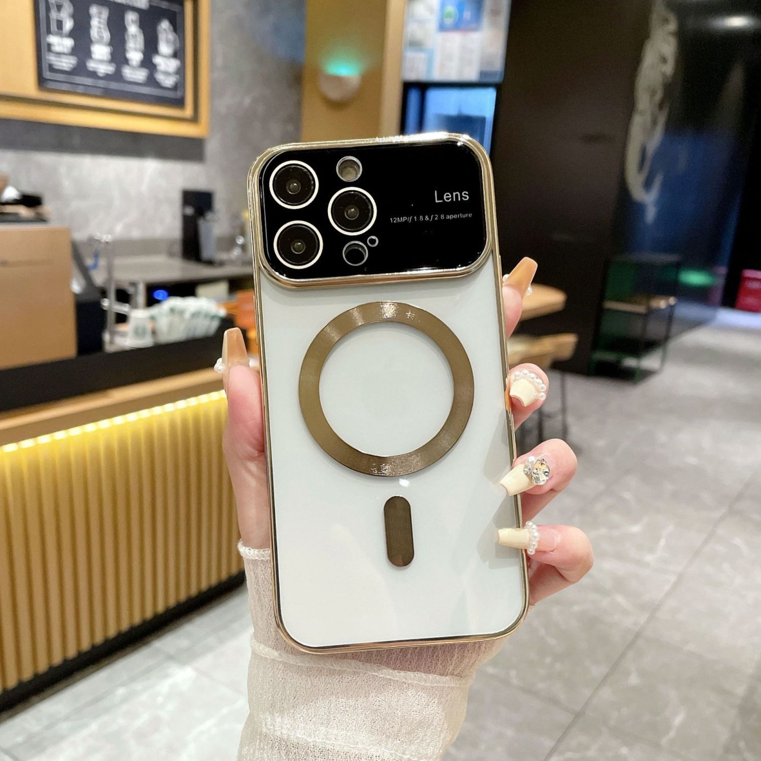 

Применимо к iPhone 15 Гальванизированные Большие Окна Apple 14pro с Магнитным Хвостом 1312 Прозрачный Противоударный Защитный Чехол Apple 15Plus