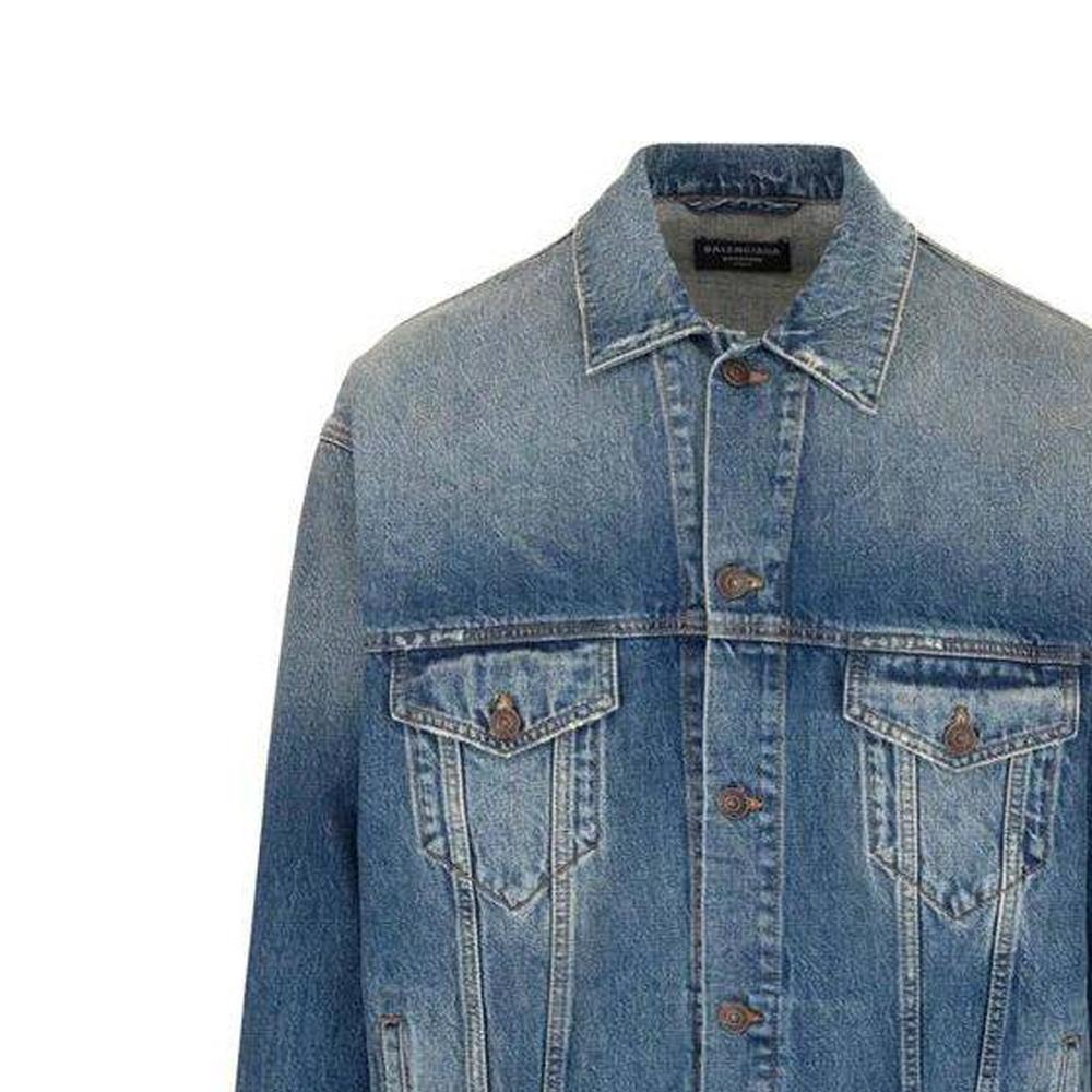 Balenciaga FW22 Denim Jacket Men's Regular Fit Blue 697781TBP484455