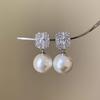 2025 Silver Needle Zircon Pearl Earrings: French Retro Light Luxury Studs for Women