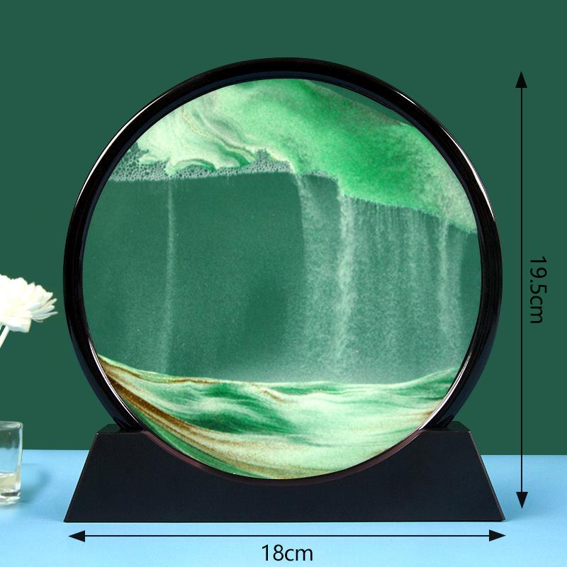7 Inch Flowing Sand Picture Hourglass Sand Art Decor for Desk Wooden Frame Landscape Tabletop Ornament for Living Room Office