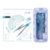8PCS Eraser Protractor Plastic Triangle Ruler Portable Ruler Compasses Set  School Office
