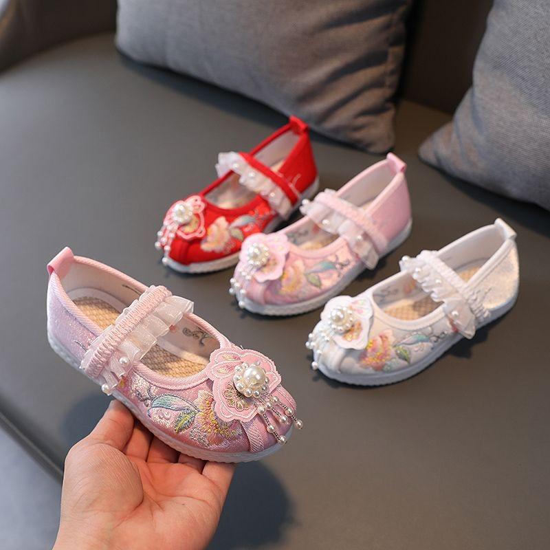 New girls embroidered shoes children's ancient shoes baby handmade cloth shoes Hanfu shoes performance shoes