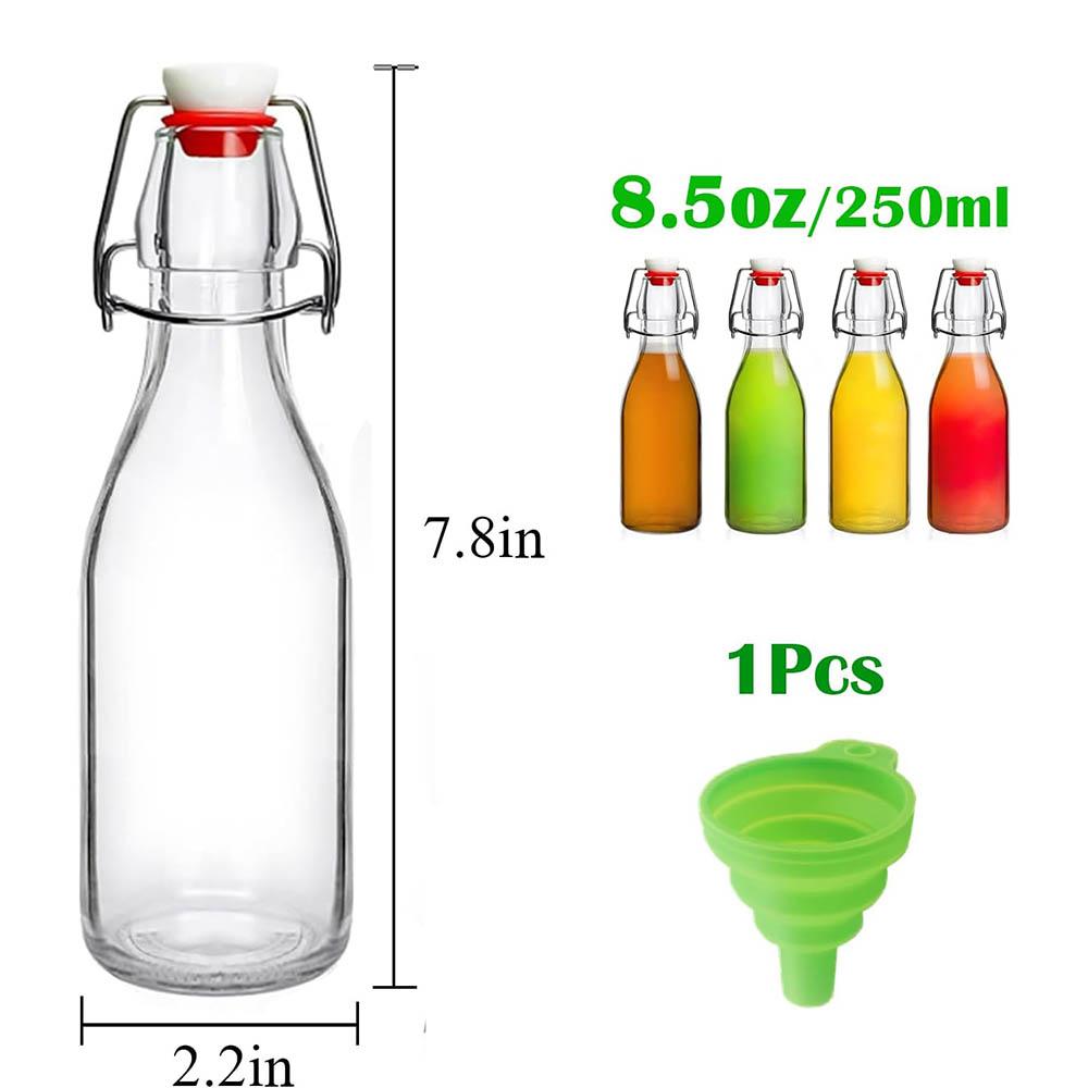 Swing Top Glass Bottles 8.5oz,Flip Top Glass Bottle with Airtight Lid for Fermentation,Mead,Coquito,Vinegar,Beer,Kefir,Juice,Oil