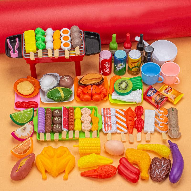 Bambini fingono di giocare a cucina giocattoli simulazione cibo barbecue giocattoli da cucina bambini educativi casa gioco giocattoli interattivi per ragazza