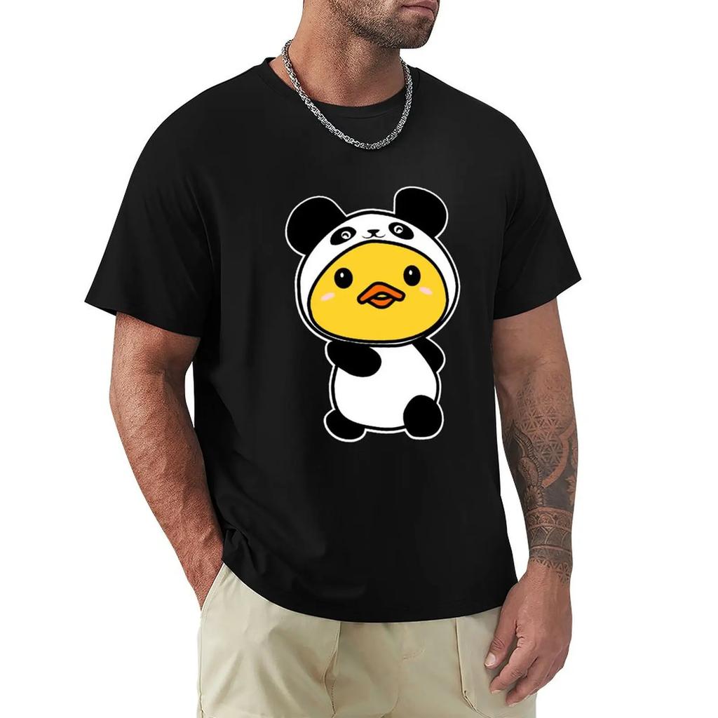 Cute Duck In Panda Suit T-Shirt Quick Drying Oversized T Shirt Designer Shirts Plain White T Shirts Men