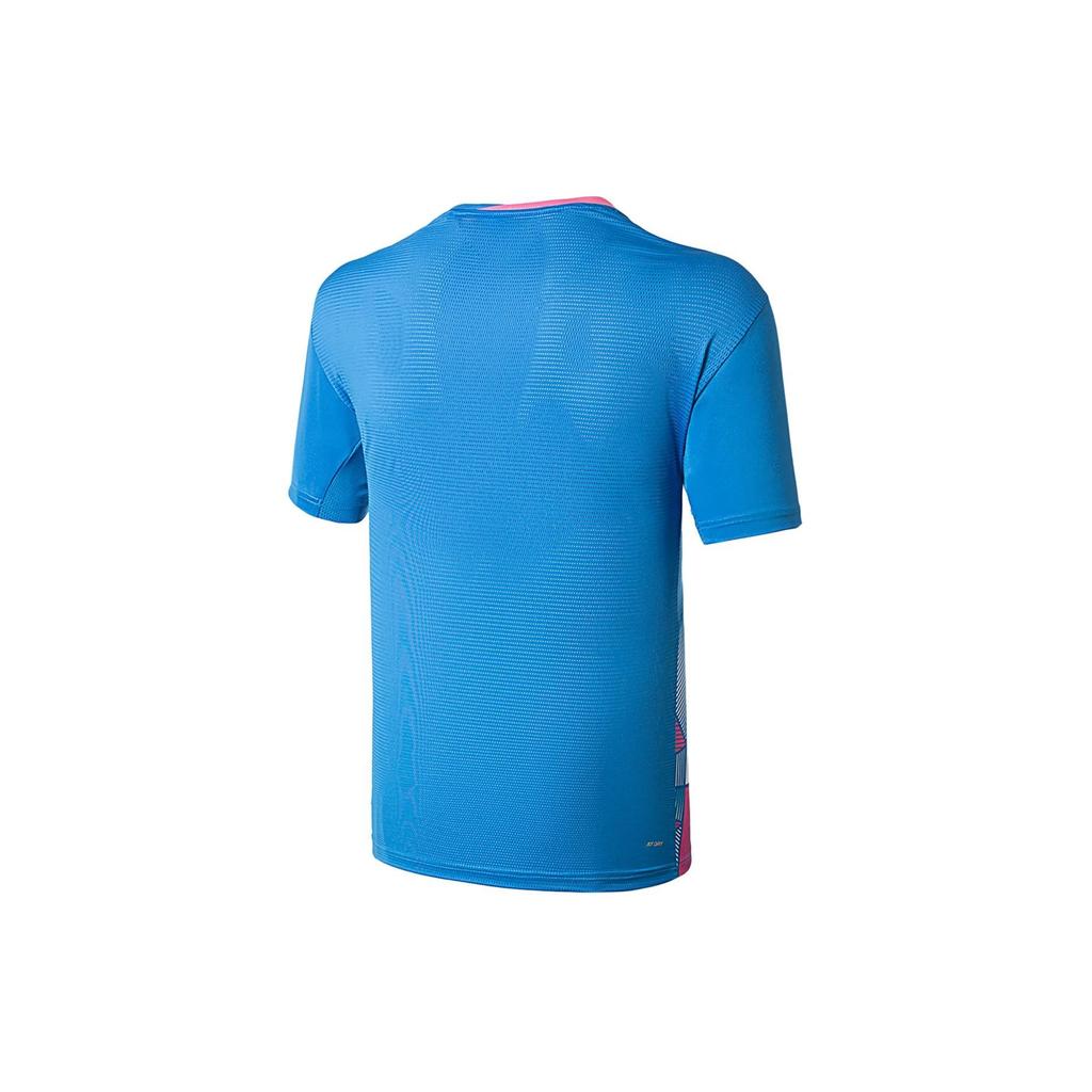 Li Ning Badminton Series Color Block Breathable Sports Short Sleeve T-Shirt Unisex Tops Blue AAYU129-4