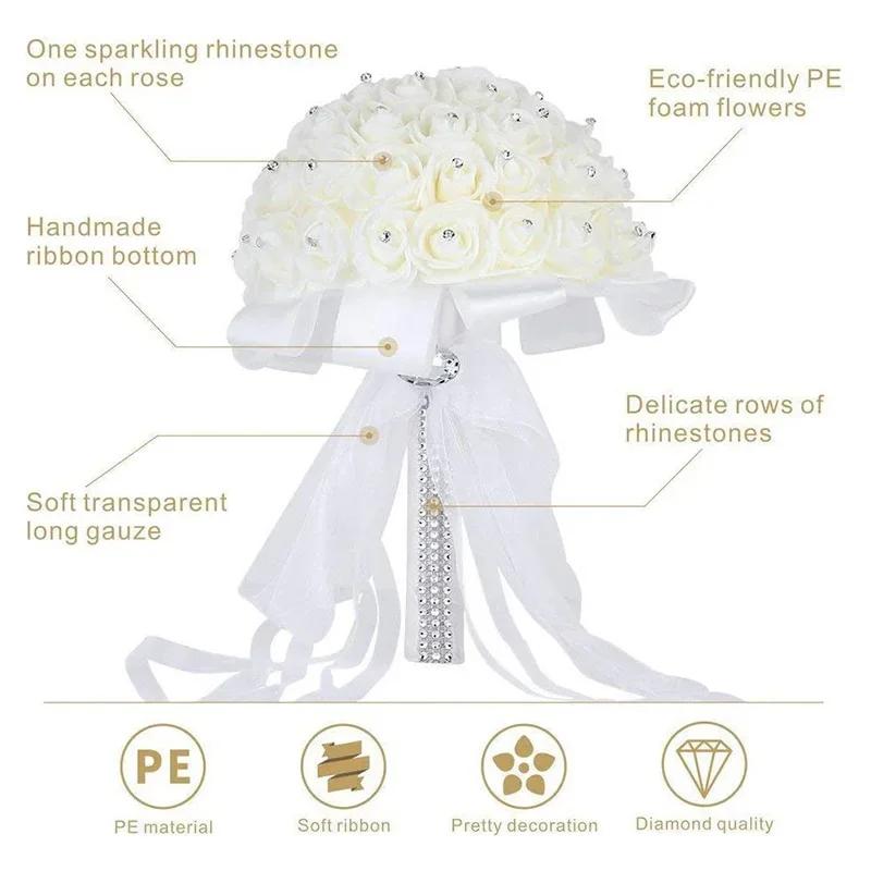 Bride Wedding Holding Flowers Foam Simulation Flower White Rose Bouquet Korean Wedding Photography Props Lovers Gift