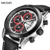 Creative MEGIR Chronograph Herreklokke Relogio Masculino Mote Skinn Kvarts Armbåndsur Herre Klokke Time Army Military Watches