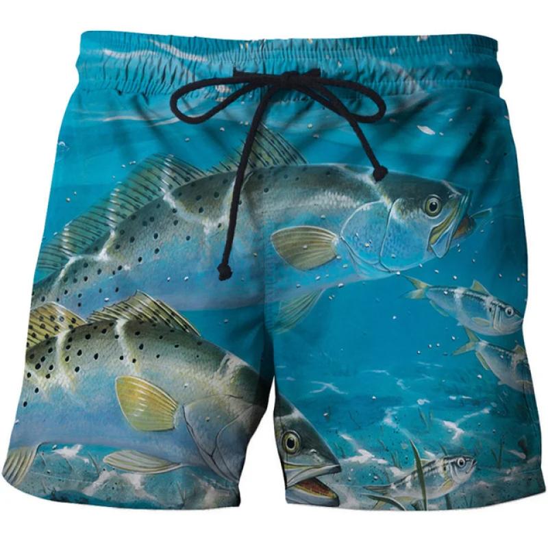 Carp Fish Graphic Beach Shorts Men 3D swimming board shorts beach running shorts Summer Surfing Beach Casual Loose Pants