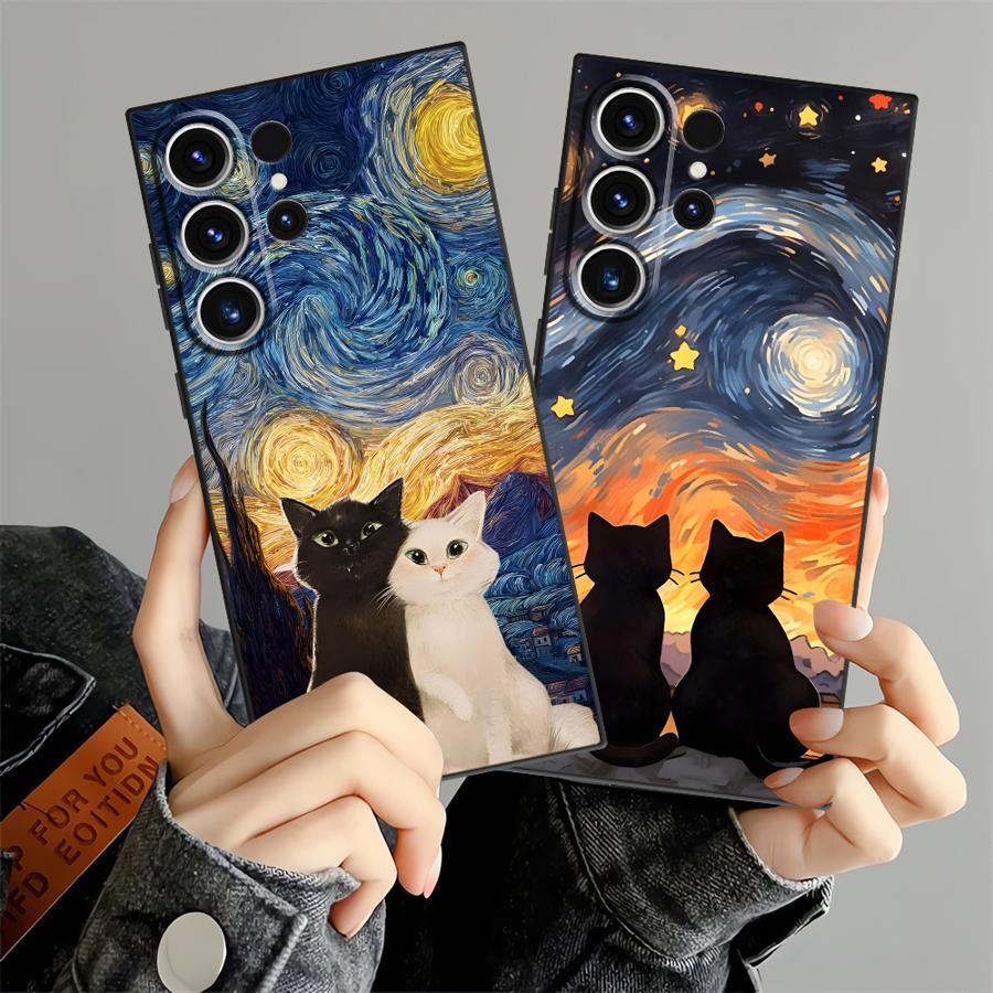 Funda Phone Cover Case for Samsung Galaxy S26 Ultra S23 S20 Ultra S10 S9 S25 Plus S24 Note 20 8 9 10 S21 FE Cartoon Cute Cat