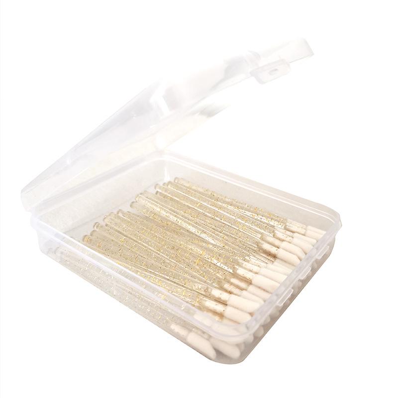 50/100-Pack Boxed Disposable Flocked Lip Brush Wands - Portable Lip Gloss, Lipstick, Lip Liner, & Lip Mask Brushes