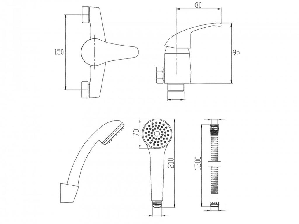 Invena Shower Faucet with Shower Set Mitris Chrome