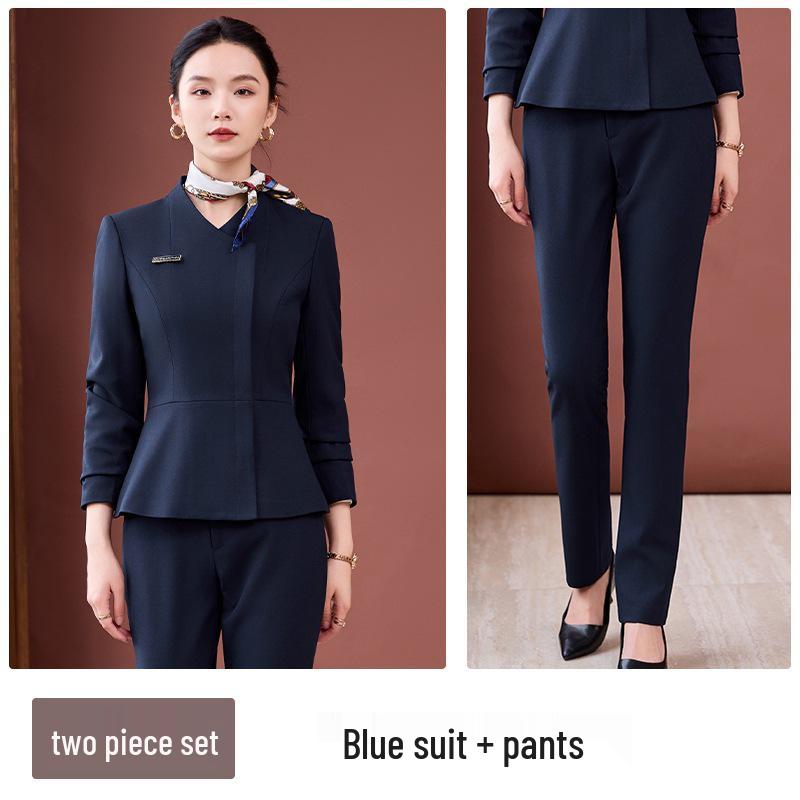 Luxury Women's Autumn/Winter Suit Set for Jewelry Store, Hotel Receptionist, and Salon Workwear