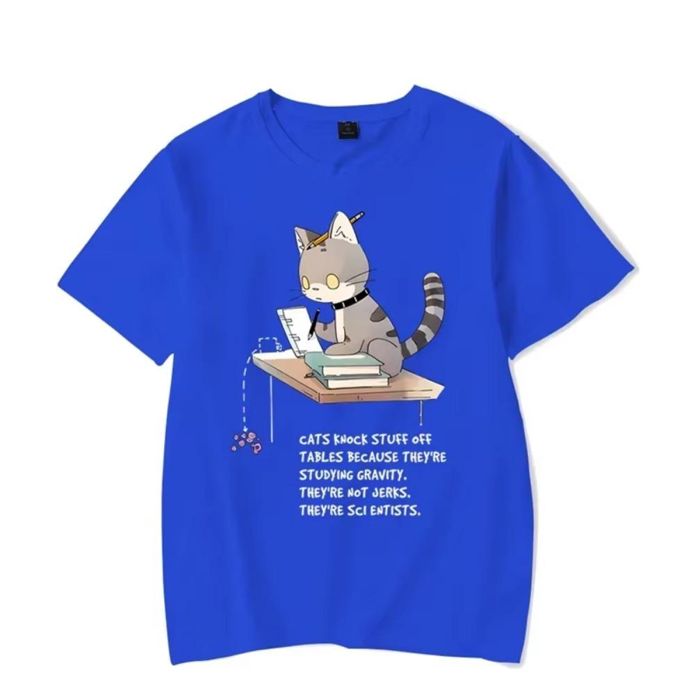 Cat Know Stuff Off Graphic T Shirts Funny Cat Tshirts Short Sleeve Oversize T-shirt Fashion Harajuku T-shirts Men Brand T-shirt