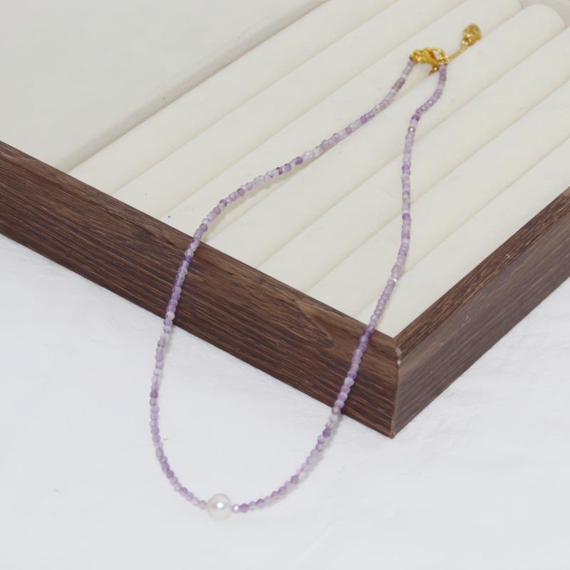 Vintage Amethyst Handmade Beaded Clavicle Necklace - Niche Design, Versatile Elegance