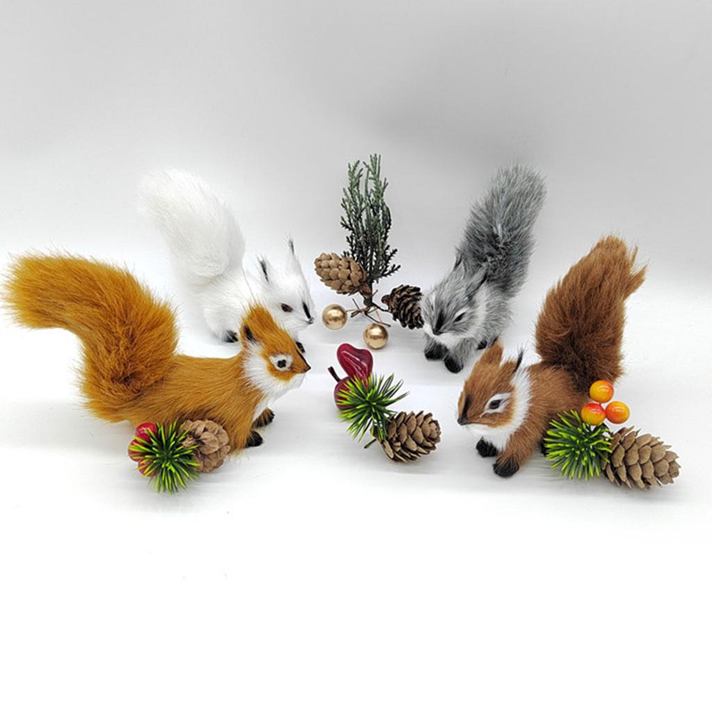 Simulated Plush Squirrels Stuffed Plush Figure Artificial Fake Animal Tree Ornaments Lovely Accent for Home Display