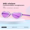 Heart Shaped Frameless Rhinestone Decoration Glasses Fashionable Red Glasses for Women Suitable Masquerade Parties Festivals