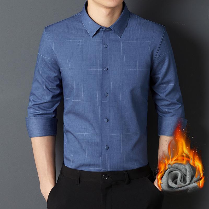 Plush Long-sleeved Shirt Men's Autumn and Winter New Business Casual Thickened Thermal Shirt Warm Inner Wear
