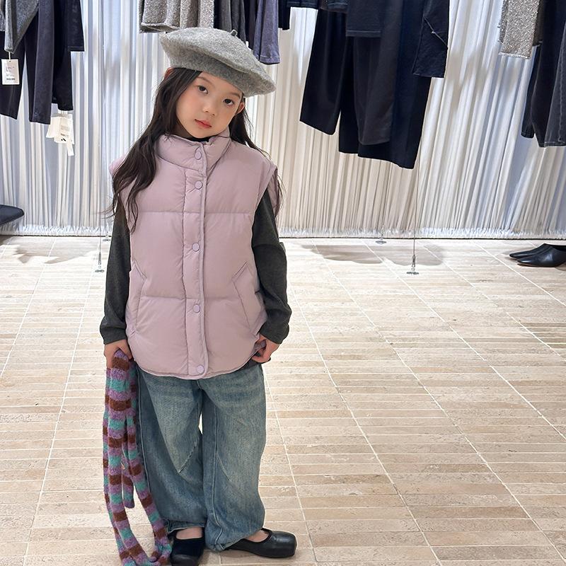 

Зимний белый пуховый детский повседневный универсальный теплый пуховый жилет свободного кроя со стойкой 150Cm (charging capacity 85g)