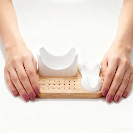 Multi-functional Nail Drill Holder with 24 Holes Nail Drill Pen Drill Bits Organizer Wooden Base Manicure Grinding Tools Storage Box