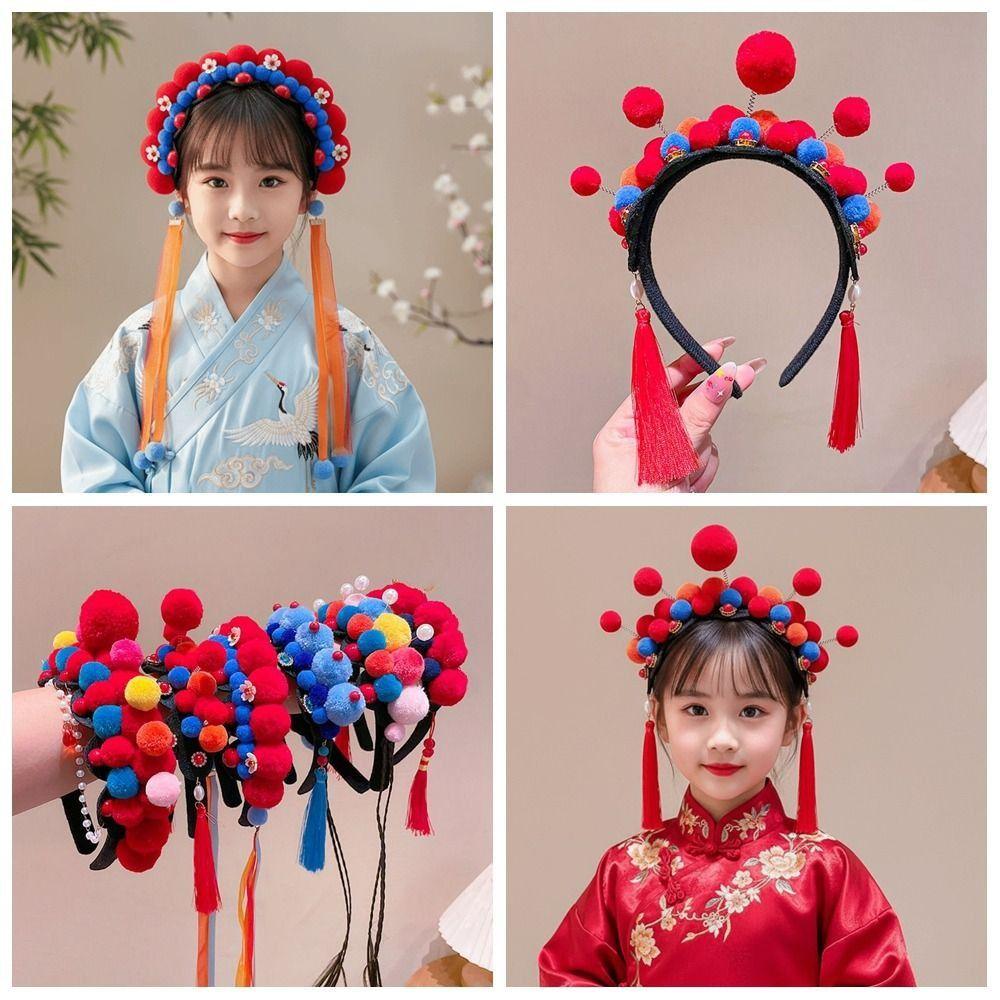 Pearl Chinese New Year Headwear Tang Suit Hair Hoop Hanfu Headwear Beijing Opera Headband Girls