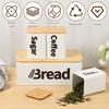3/4Pcs Bread Bin Tea Coffee Sugar Canisters Set Iron Bread Box Tea Coffee Canisters with Bamboo Lids for Kitchen Bakery and Home