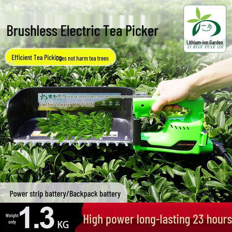 Rechargeable Brushless Tea Leaf Picker & Small Hedge Trimmer with New Lithium Battery.