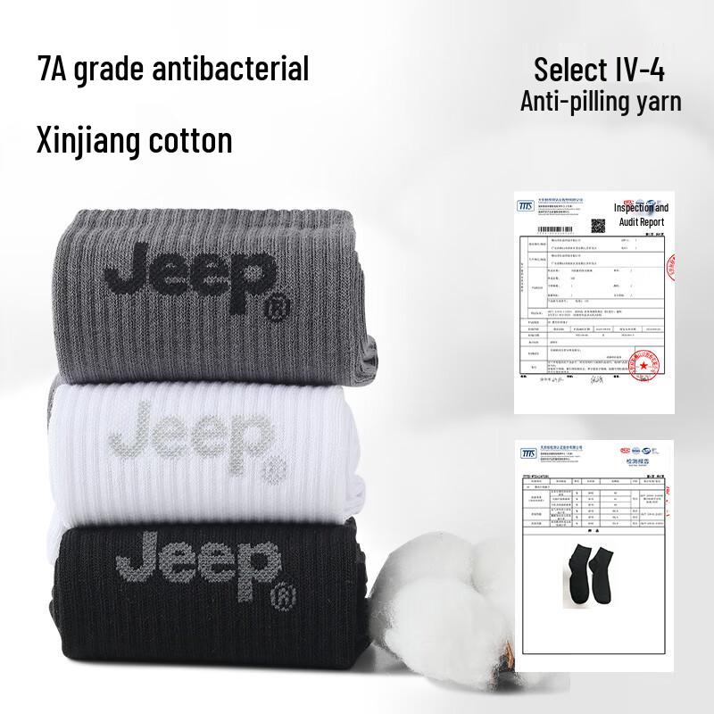 Jeep Men's Anti-Odor 100% Cotton Crew Socks